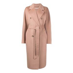 12 STOREEZ Pink Oversized Double-Breasted Wool Coat